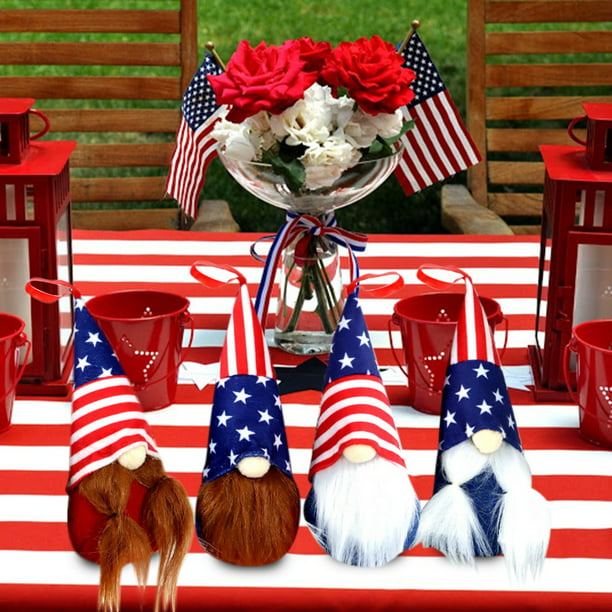 8 Pieces Patriotic Veterans Day Gnome American Gnome Independence Day Gnome 4th of July Decorations Handmade Dwarf Dolls Patriotic Party Supplies for Holiday Memorial Day Home Office Decoration 